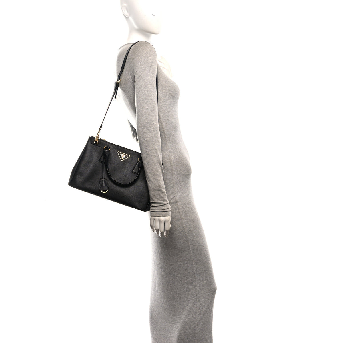 Saffiano Small Galleria Double Zip Tote Black
