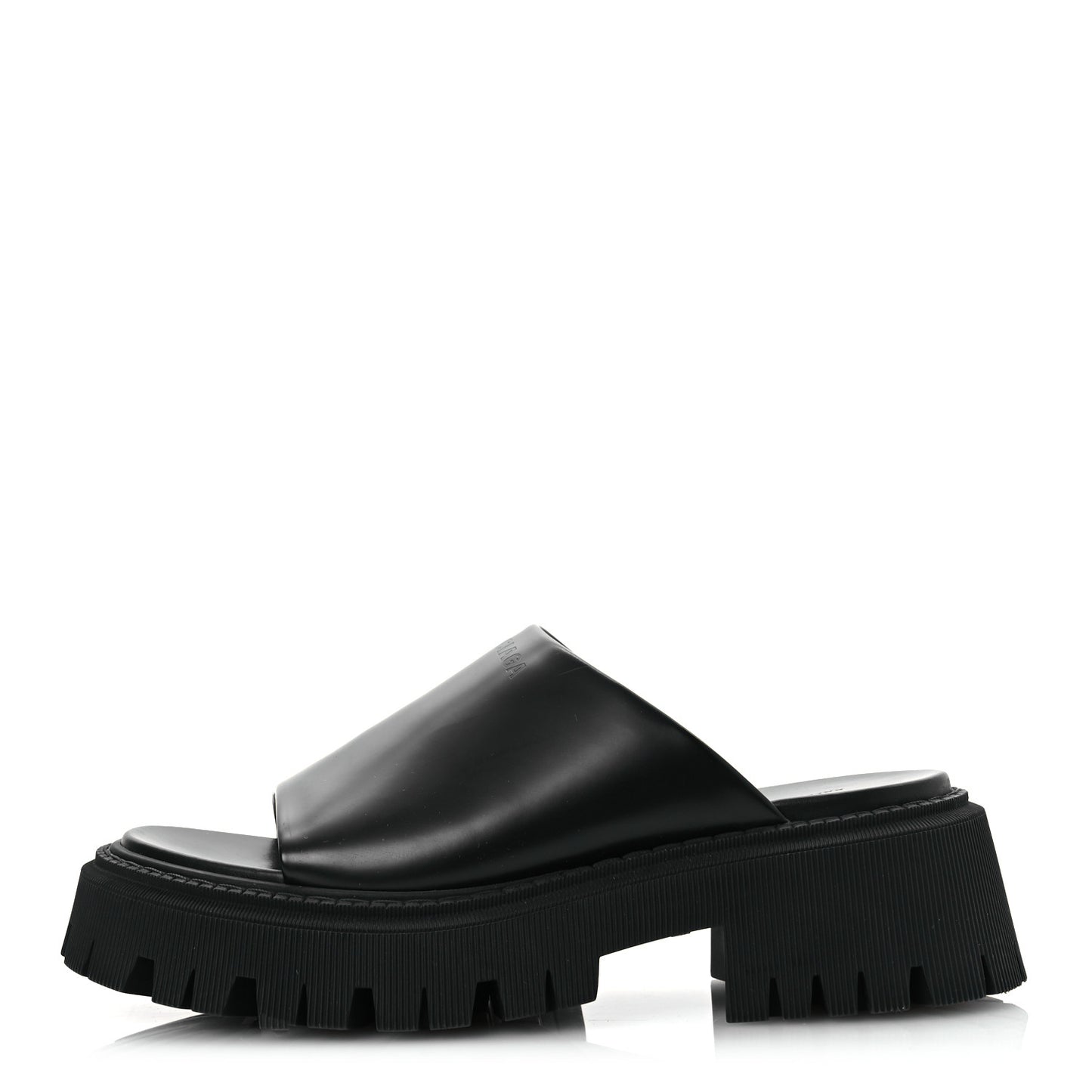Jive Smooth Calfskin Logo Embossed Womens Tractor Platform 38 Black