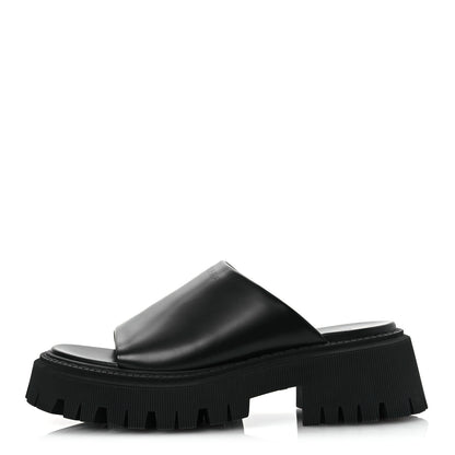 Balenciaga Jive Smooth Calfskin Logo Embossed Womens Tractor Platform 38 Black 1 of 11