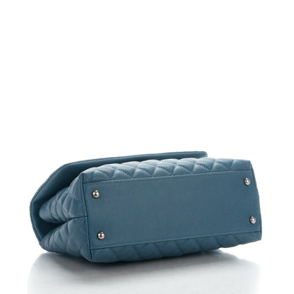 Chanel Caviar Quilted Small Coco Handle Flap Blue 4 of 8