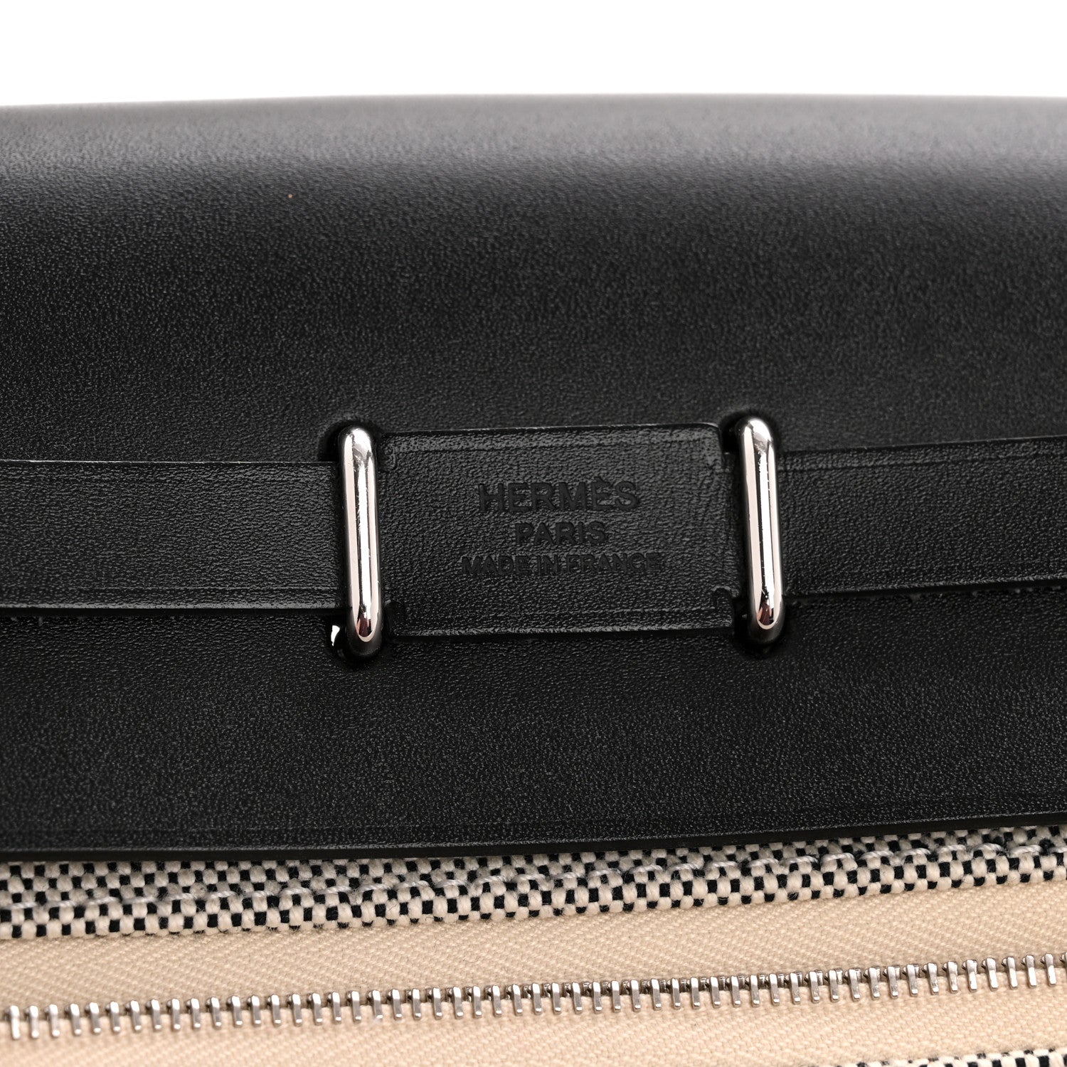 Hermes Military Toile Vache Hunter Herbag Zip Retourne 20 Ecru Black 6 of 11