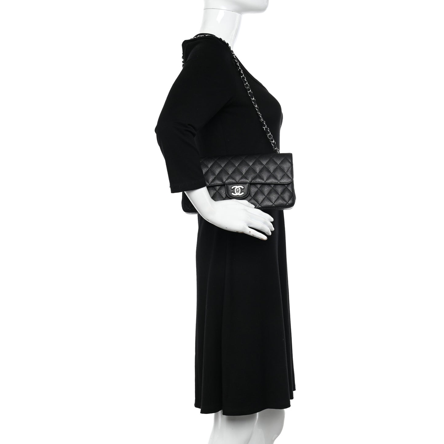 Caviar Quilted East West Flap Black