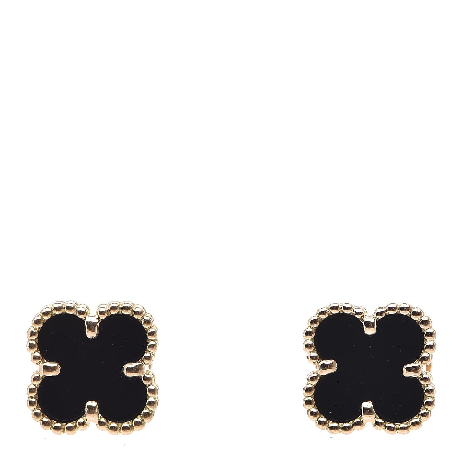 Van Cleef & Arpels 18K Yellow Gold Black Onyx Sweet Alhambra Earrings 1 of 5
