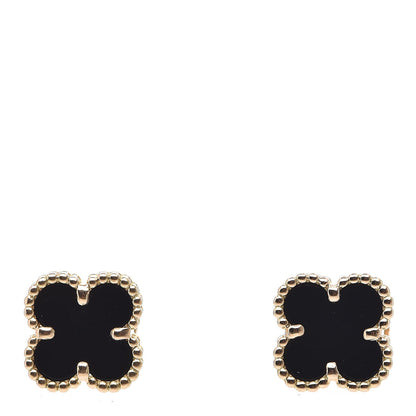 Van Cleef & Arpels 18K Yellow Gold Black Onyx Sweet Alhambra Earrings 1 of 5