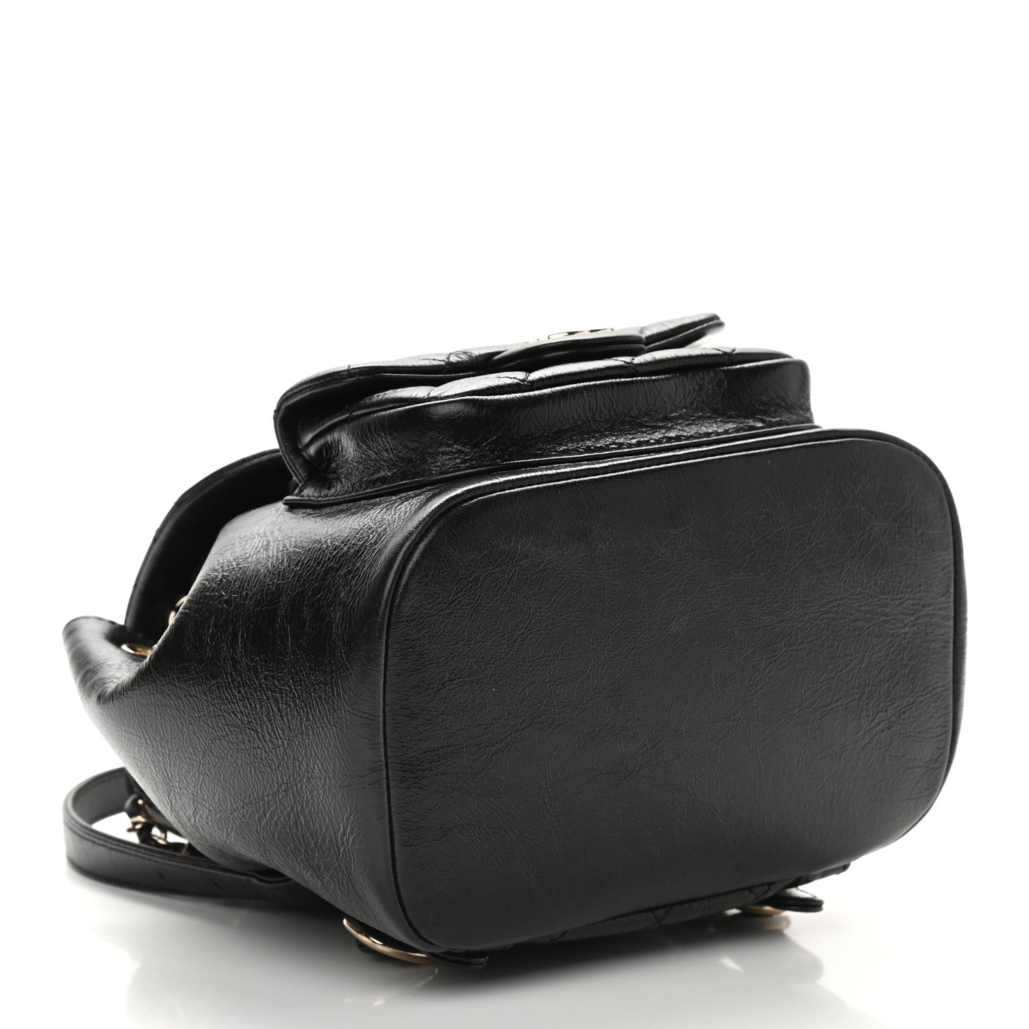 Chanel Glazed Aged Calfskin Quilted Small Duma Drawstring Backpack Black 4 of 9