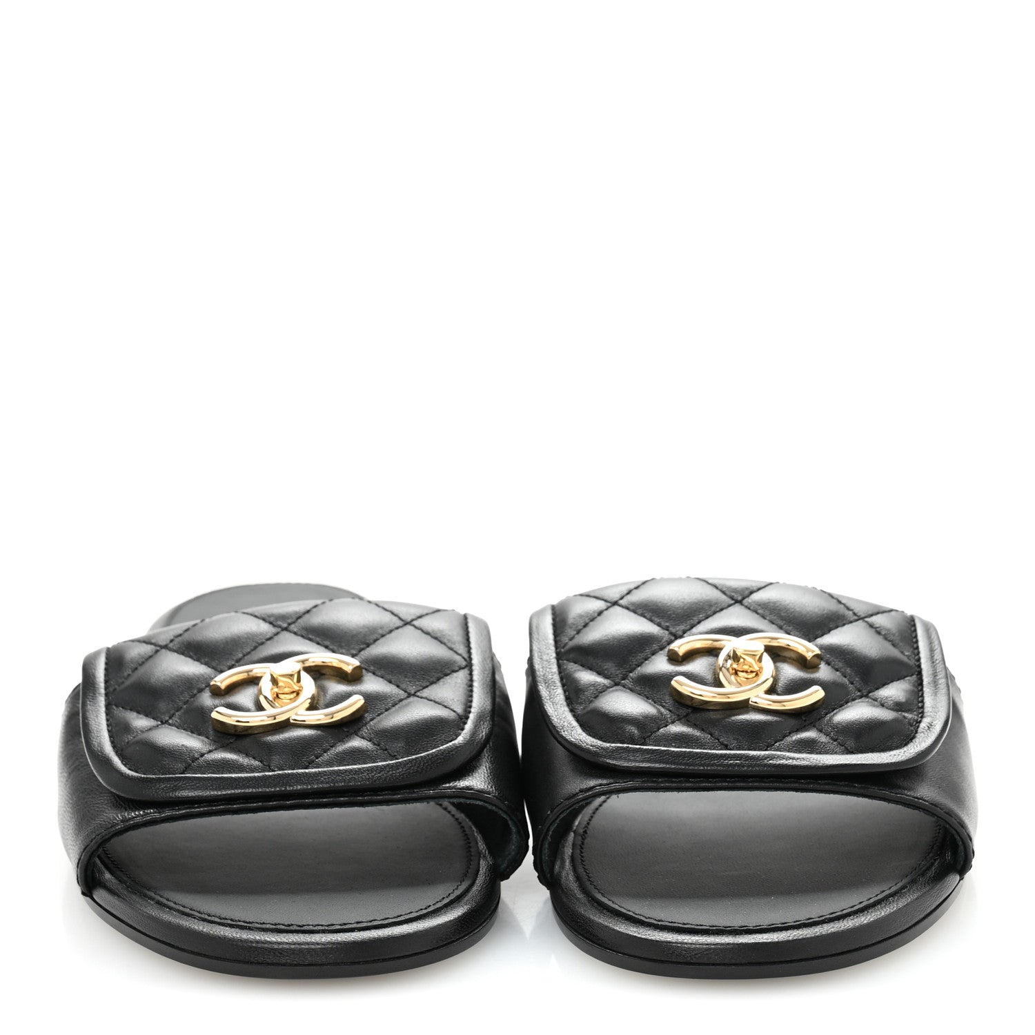 Chanel Lambskin Quilted Turnlock Flat Mules 41 Black 3 of 11