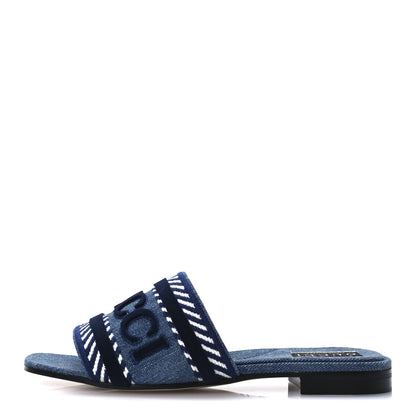 Gucci Plain Spain Denim Logo Slide Sandals 37 Light Blue 1 of 9