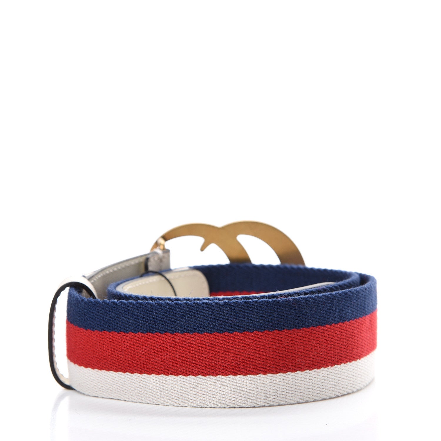 Gucci Nylon Calfskin Sylvie Web Double G 40mm Belt 80 32 Mystic White Hibiscus Red Maritime 2 of 5