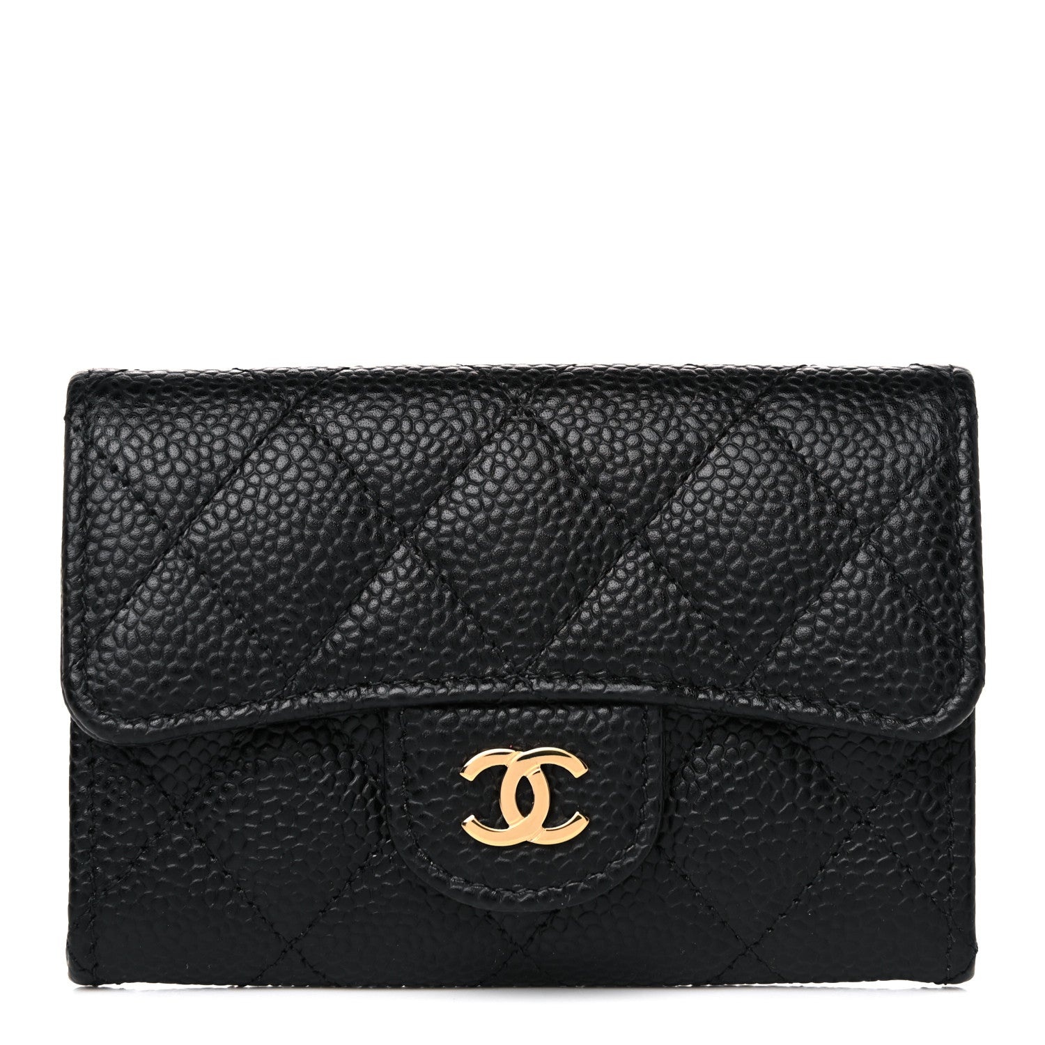 Chanel Caviar Quilted Flap Card Holder Wallet Black 1 of 9