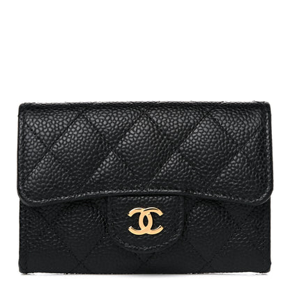 Chanel Caviar Quilted Flap Card Holder Wallet Black 1 of 9