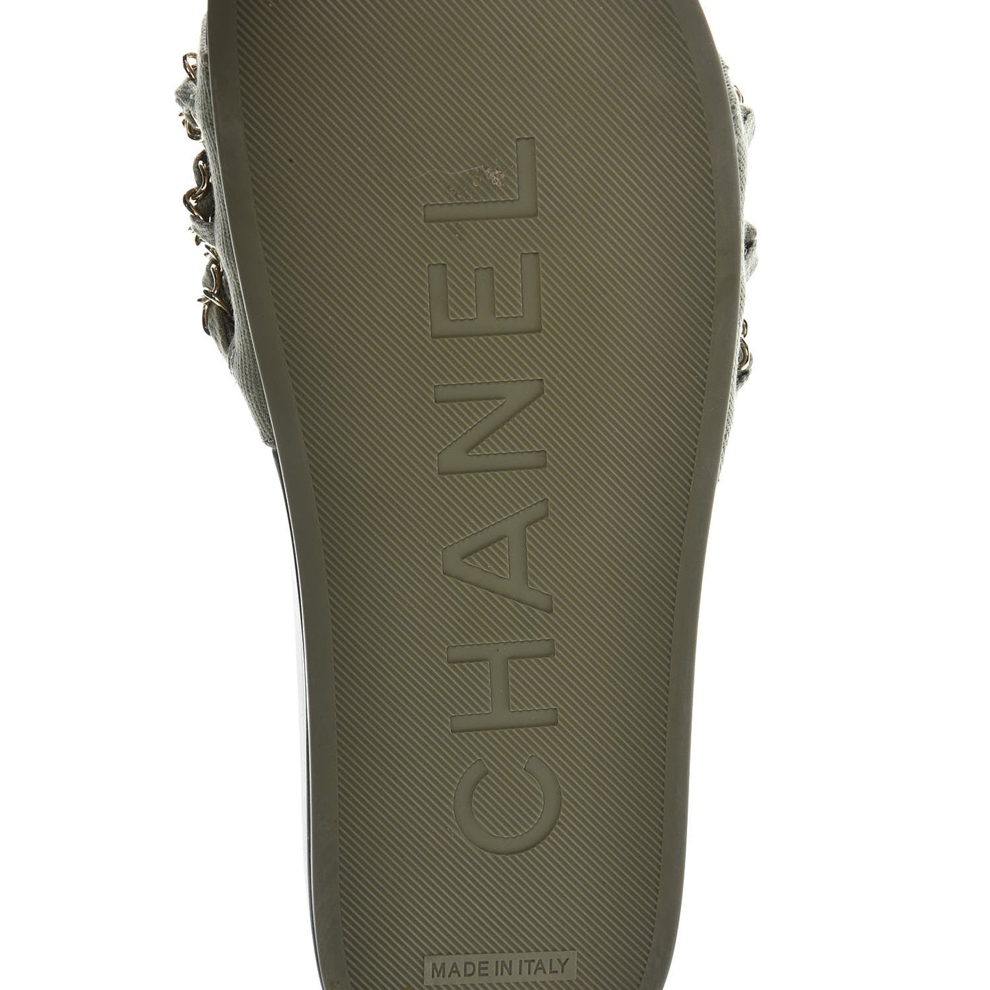 Canvas Chain Flat Sandals 38 Khaki