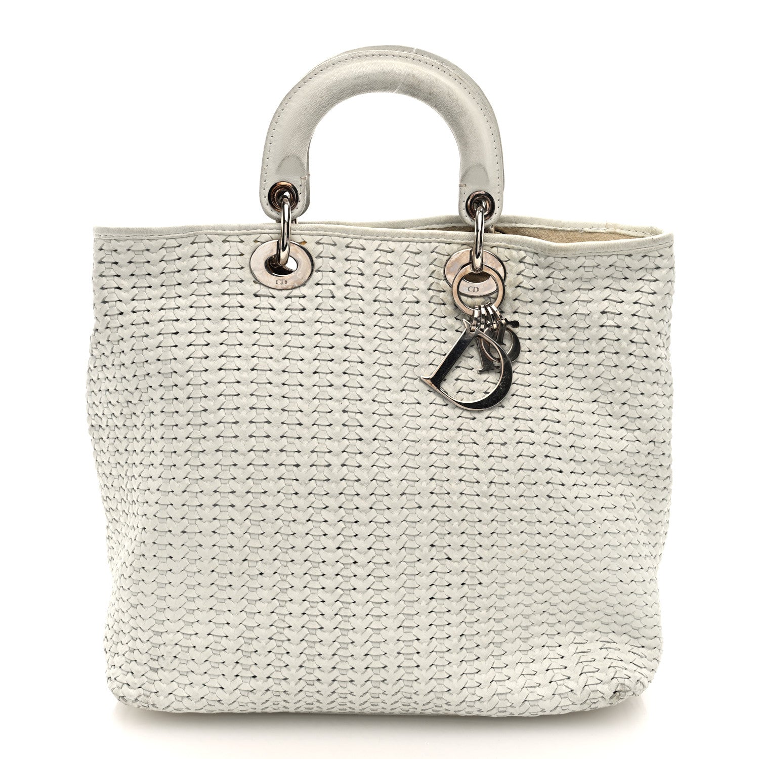 Christian Dior Lambskin Woven Dior Tote White 1 of 9