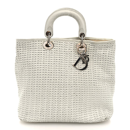 Christian Dior Lambskin Woven Dior Tote White 1 of 9