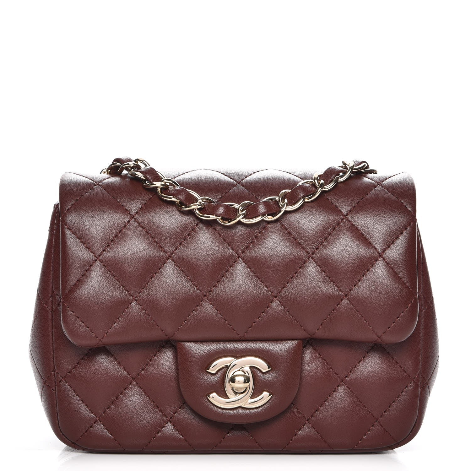 Chanel Lambskin Quilted Mini Square Flap Burgundy 2 of 8