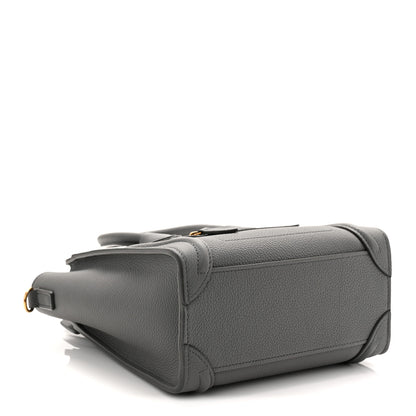 Celine Drummed Calfskin Nano Luggage Kohl 4 of 11