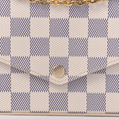 Louis Vuitton Damier Azur Pochette Felicie Chain Wallet Rose Ballerine 8 of 12