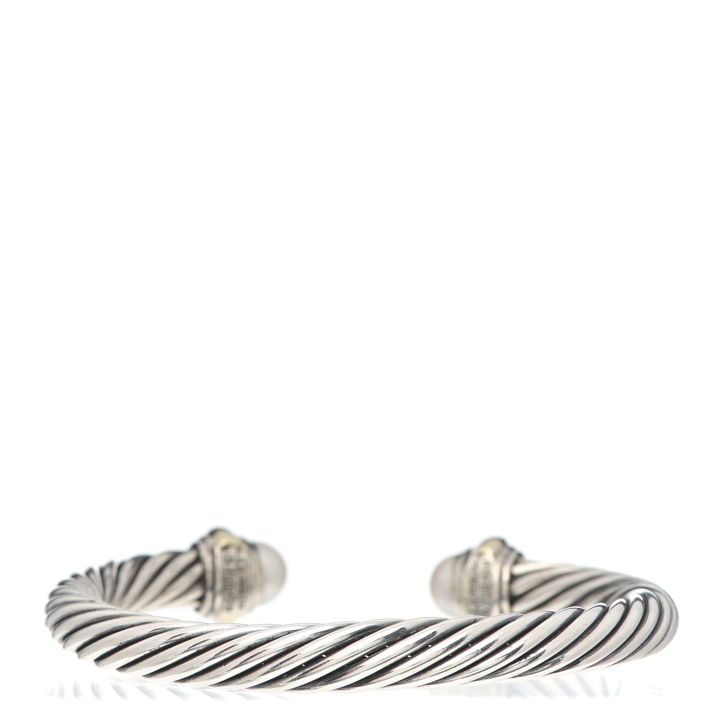 Sterling Silver 14K Yellow Gold Pearl 7mm Cable Classics Bracelet