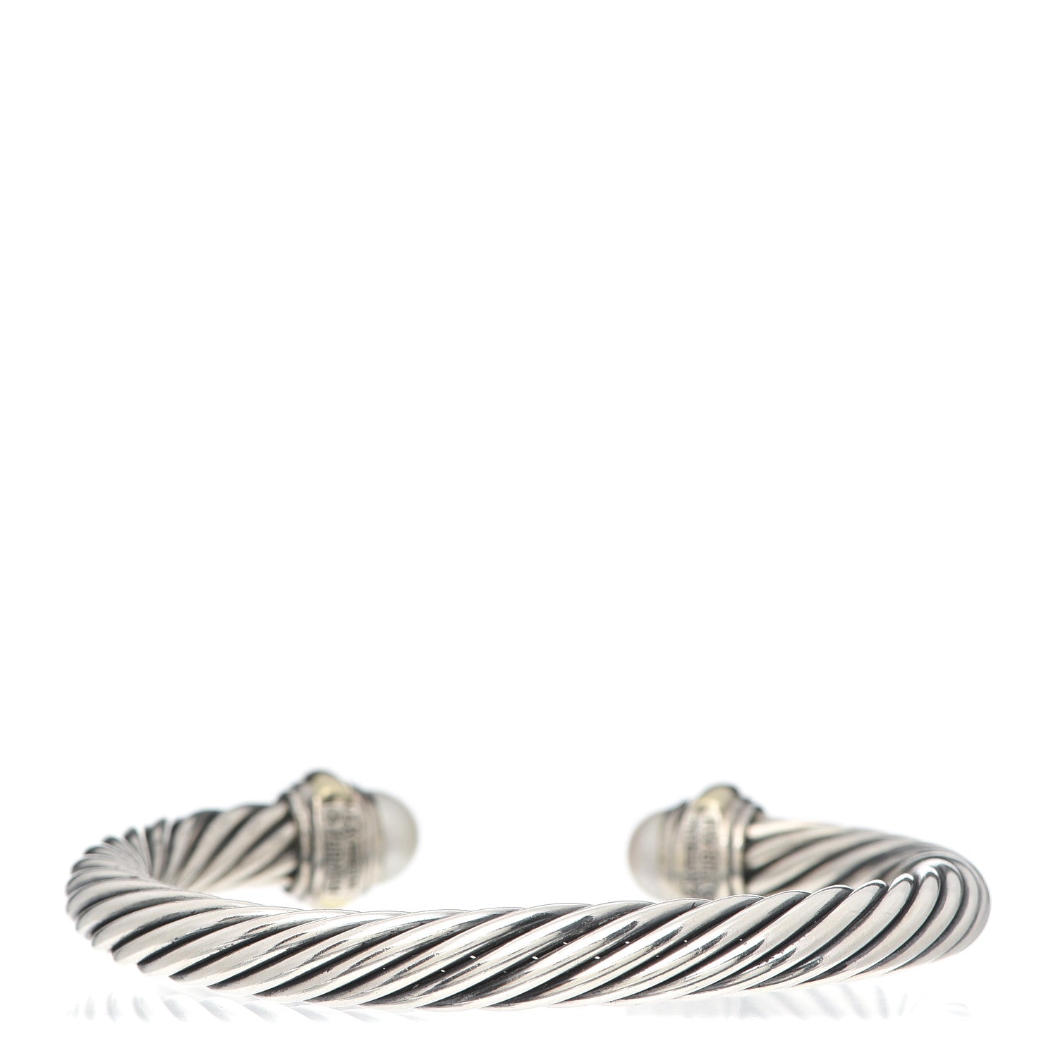 David Yurman Sterling Silver 14K Yellow Gold Pearl 7mm Cable Classics Bracelet 3 of 5