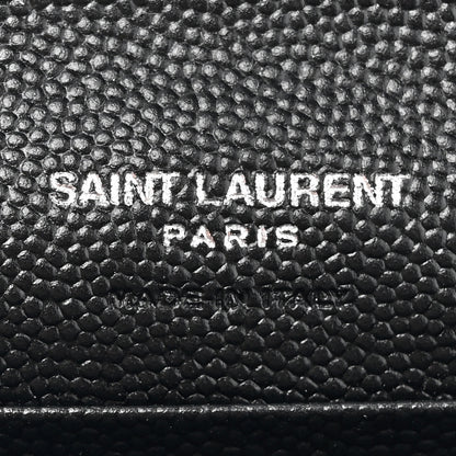 Saint Laurent Grain De Poudre Matelasse Chevron Small Monogram Envelope Wallet Black 6 of 8