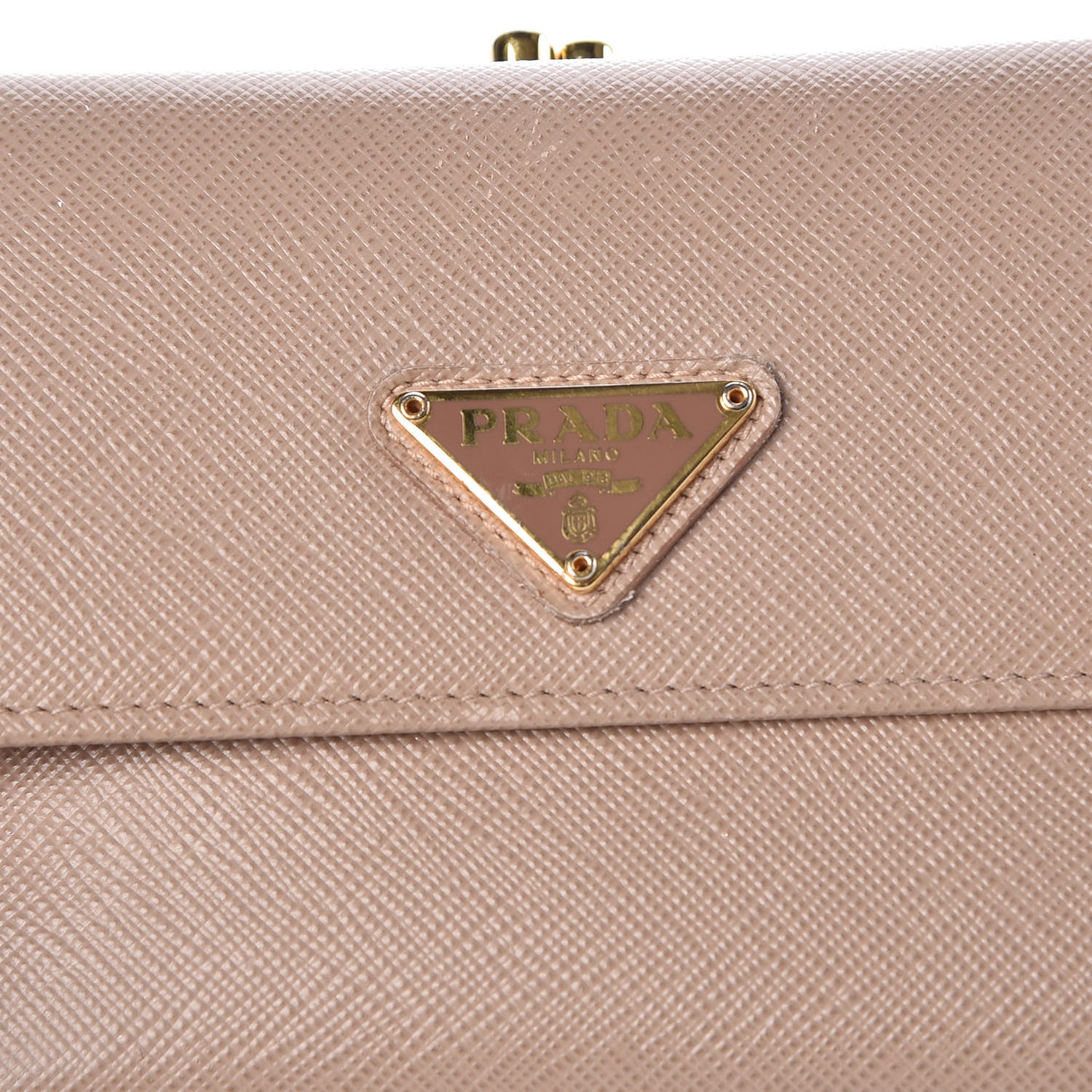 Saffiano Kiss Lock Compact Wallet Cammeo