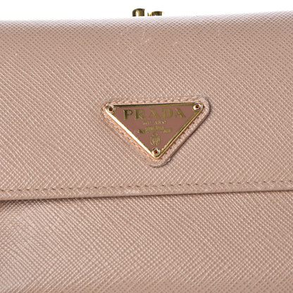 Prada Saffiano Kiss Lock Compact Wallet Cammeo 8 of 13