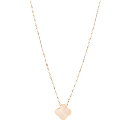 Van Cleef & Arpels 18K Yellow Gold Mother of Pearl Vintage Alhambra Pendant Necklace 1 of 6