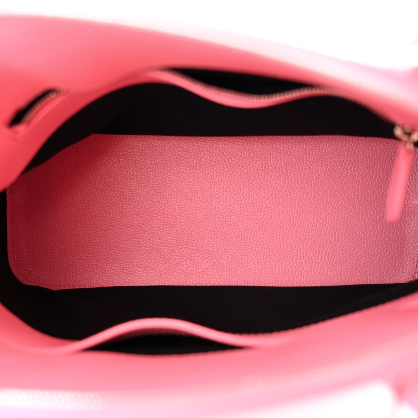 Signature Grained Calfskin Logo S Ville Top Handle Bag Rose Bubblegum Black