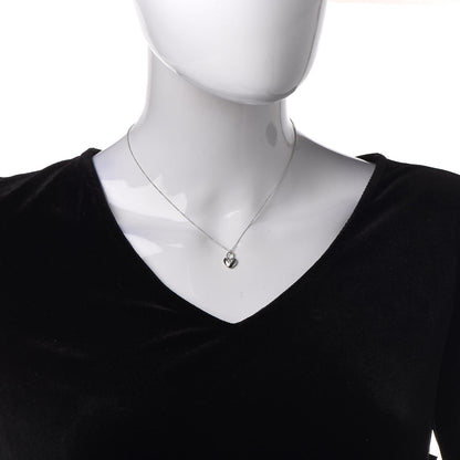 Tiffany 18K White Gold Diamond Mini Heart Lock Pendant Necklace 2 of 7