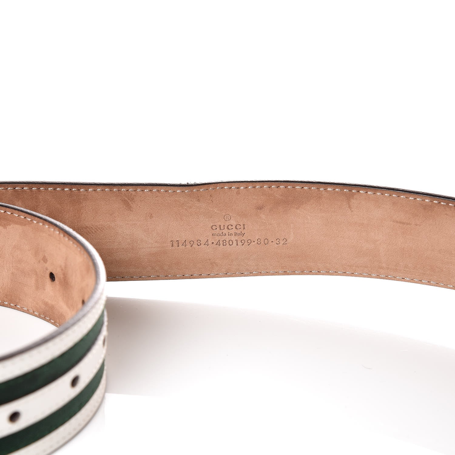 Gucci Calfskin Web Interlocking G Belt 80 32 White 6 of 7