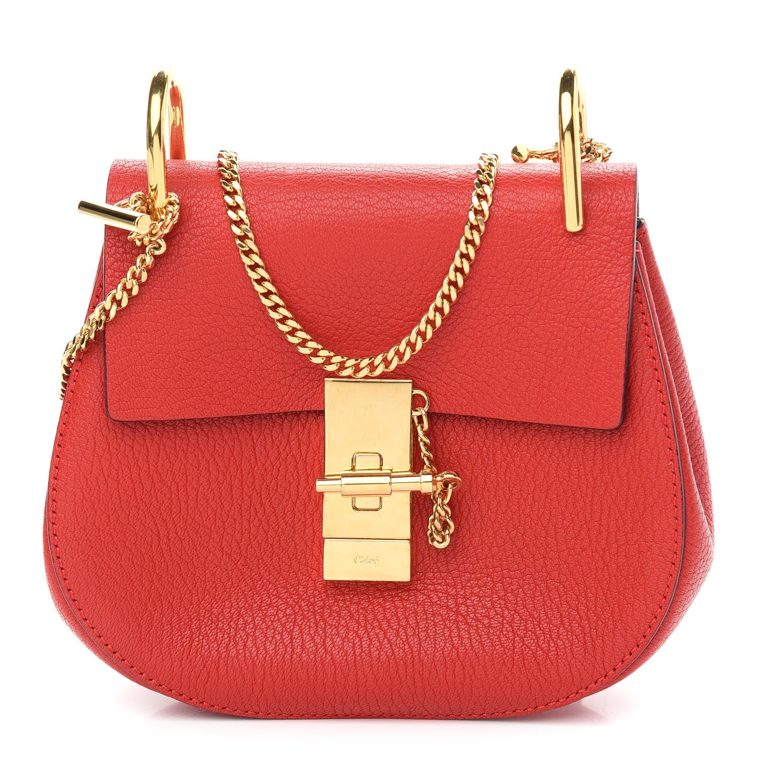 Chloe Grained Lambskin Mini Drew Shoulder Bag Plaid Red 1 of 8