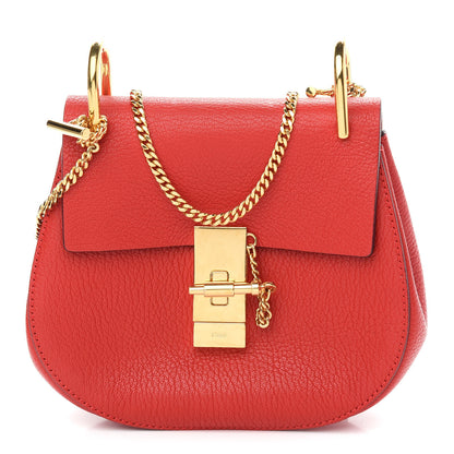 Chloe Grained Lambskin Mini Drew Shoulder Bag Plaid Red 1 of 8