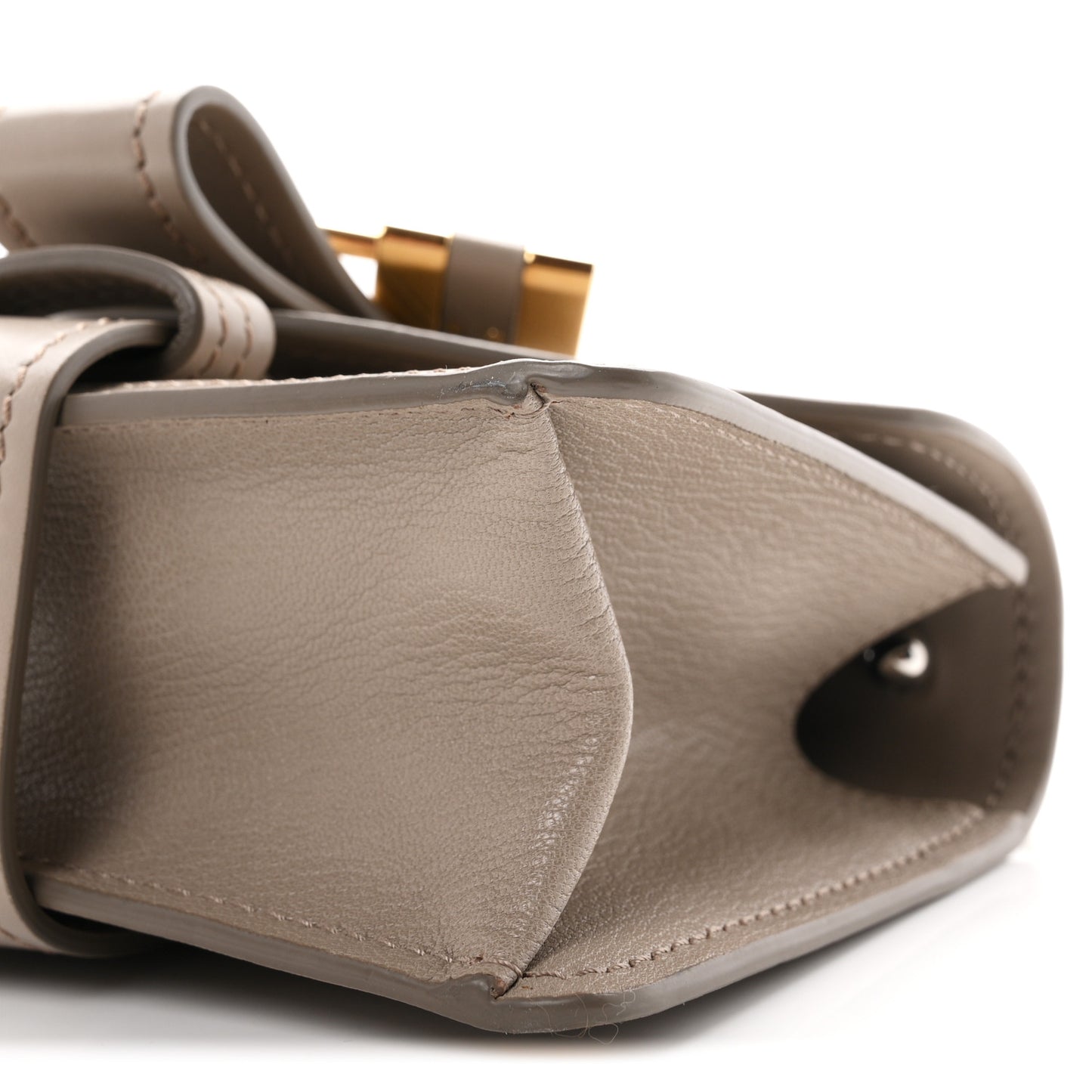 Shiny Goatskin Calfskin Mini Aby Chain Shoulder Bag Motty Grey
