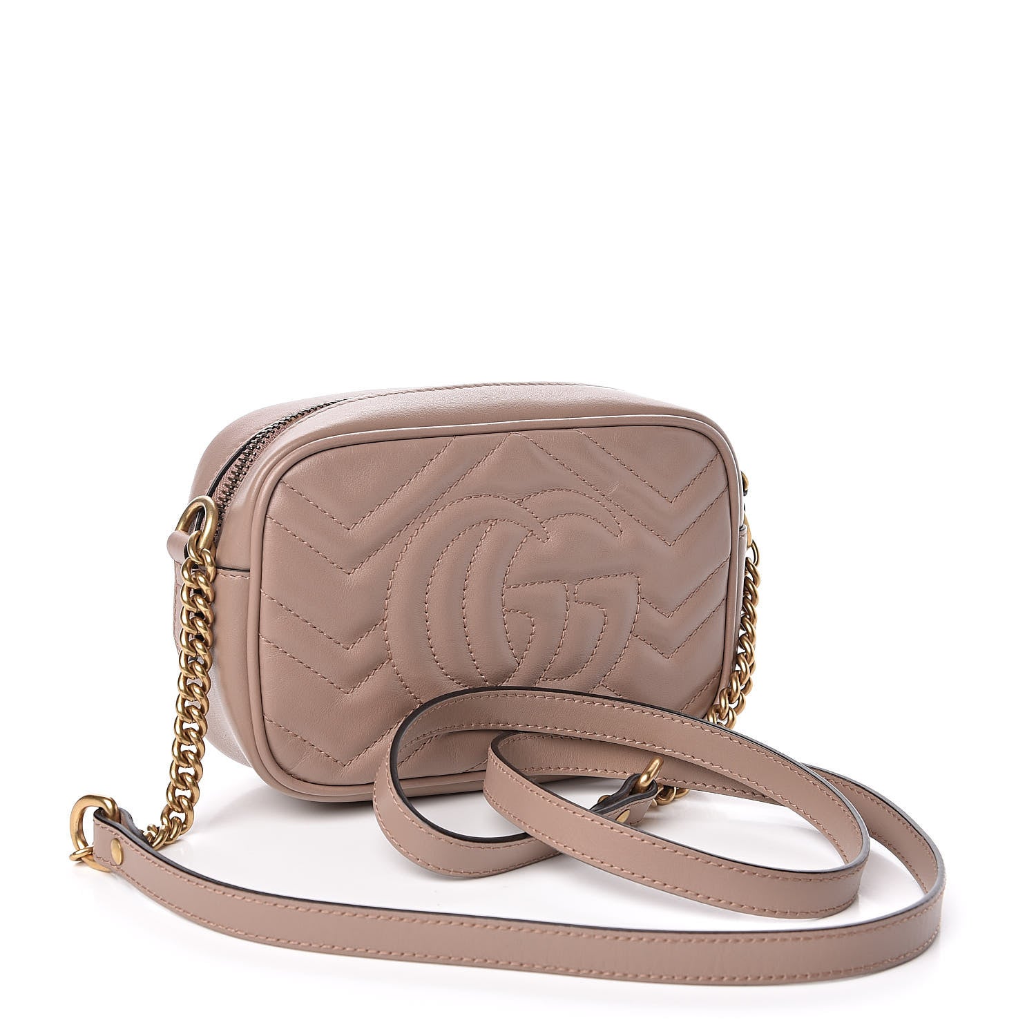 Gucci Calfskin Matelasse Mini GG Marmont Chain Shoulder Bag Porcelain Rose 3 of 10