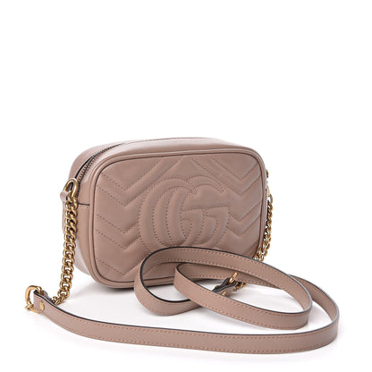 Gucci Calfskin Matelasse Mini GG Marmont Chain Shoulder Bag Porcelain Rose 3 of 10