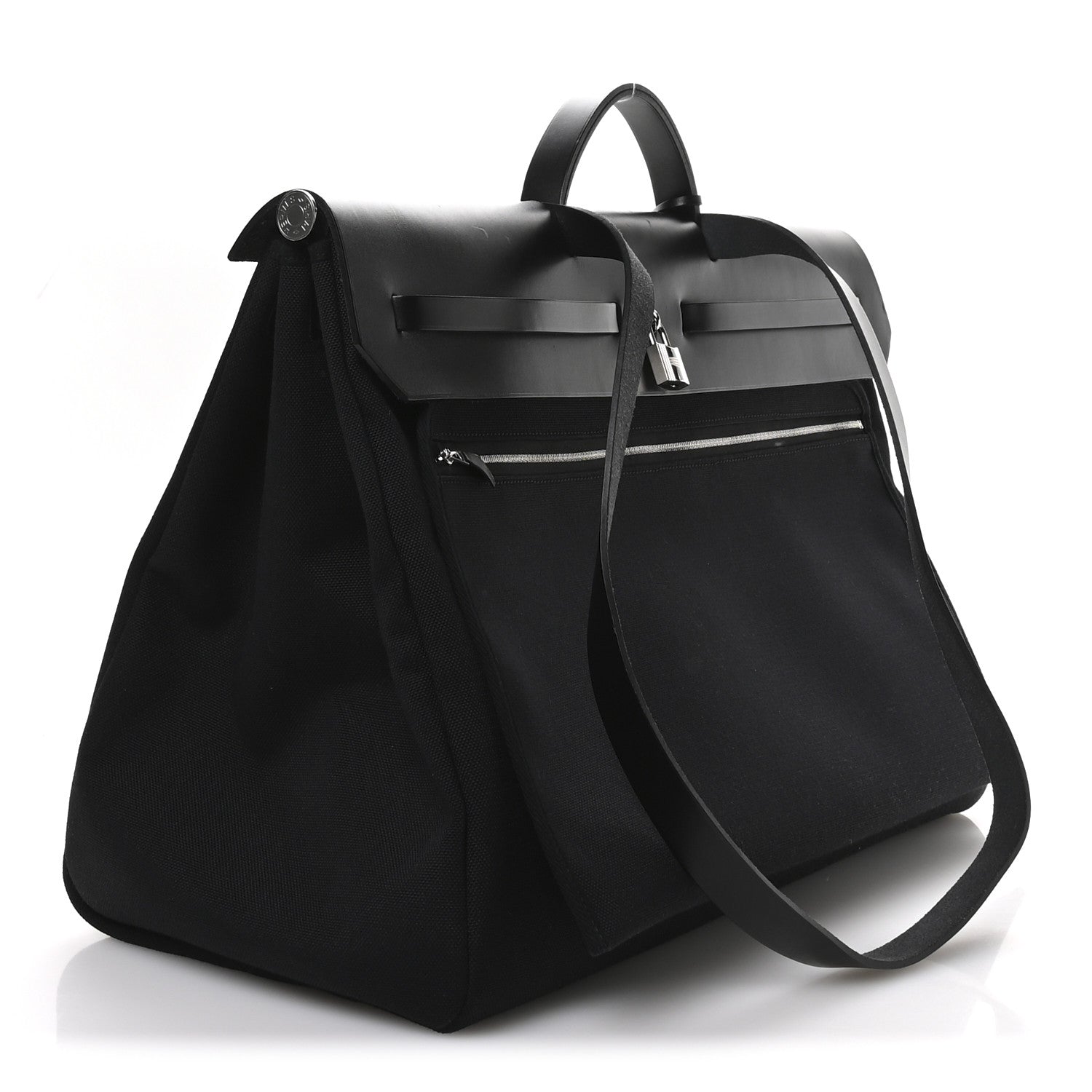 Hermes Military Toile Vache Hunter Herbag Cabin Zip Retourne 50 Black 3 of 10