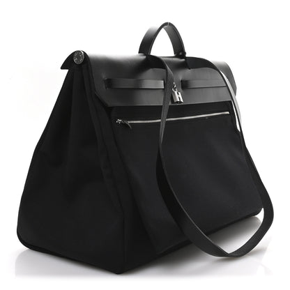 Hermes Military Toile Vache Hunter Herbag Cabin Zip Retourne 50 Black 3 of 10