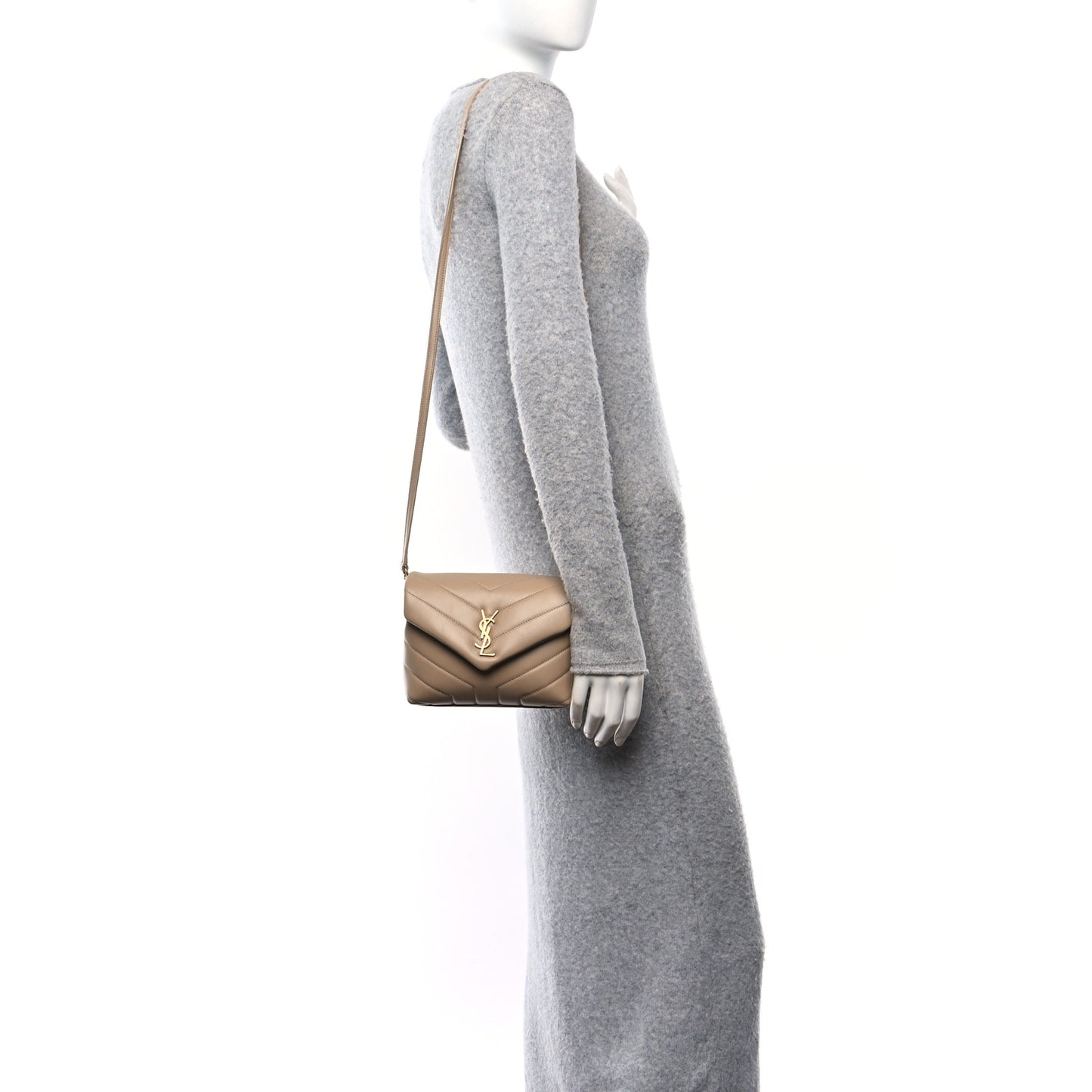 Calfskin Y Quilted Monogram Toy Loulou Crossbody Bag Taupe