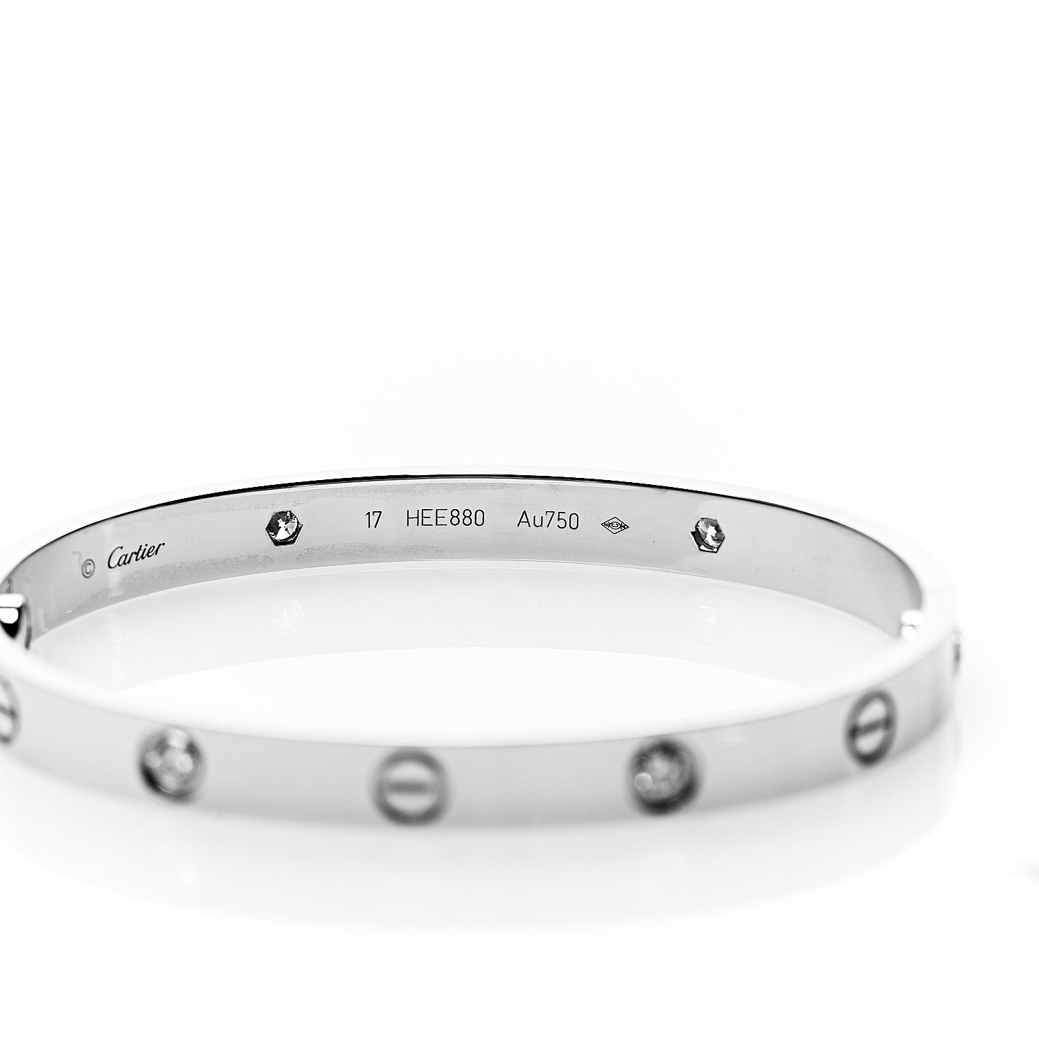 Cartier 18K White Gold 4 Diamond LOVE Bracelet 17 6 of 8
