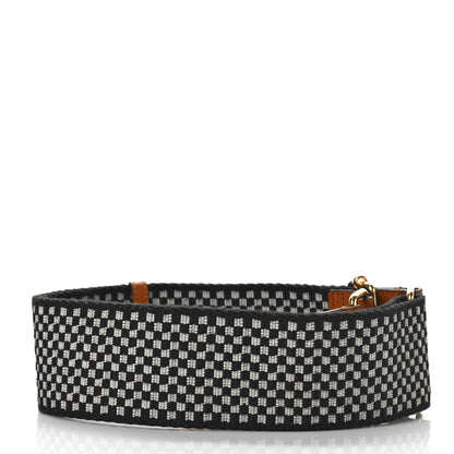 Fendi Ribbon Vitello King Logo Embossed Gingham Woven Adjustable Strap You Panna Black Cuoio 2 of 4