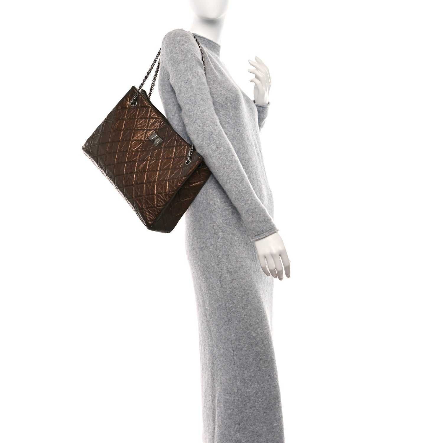 Chanel Aged Calfskin Reissue 2.55 Tote Bronze 2 of 11