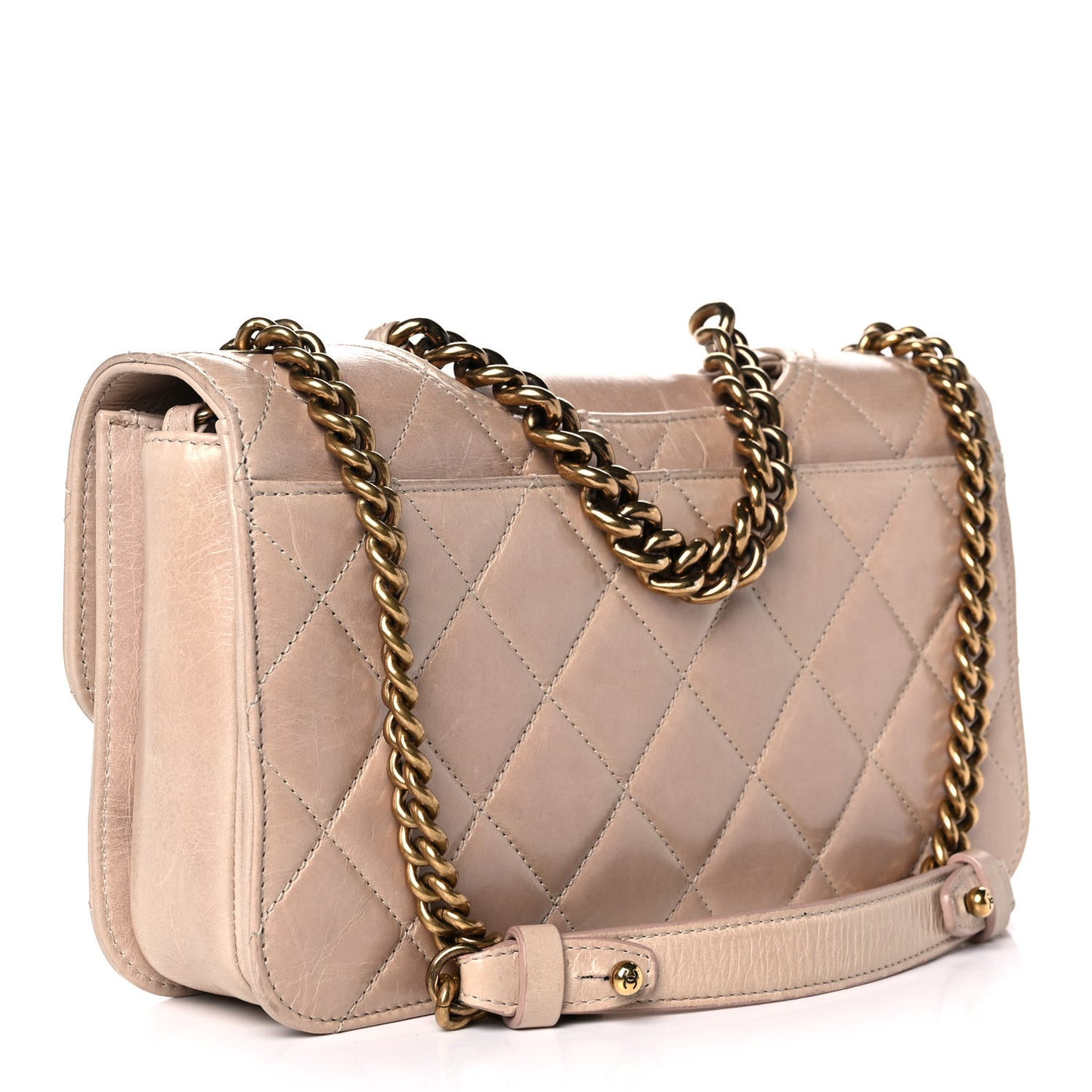 Glazed Calfskin Medium Perfect Edge Flap Light Pink