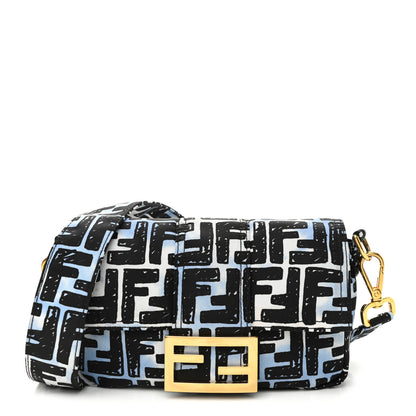 Fendi X JOSHUA VIDES Nylon FF Cloudy Mini Belt Baguette Bag White Celeste Black 1 of 10