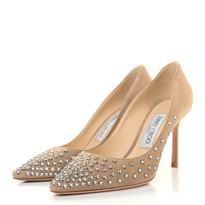Jimmy Choo Suede Crystal Star Romy 85 Pumps 36 Nude 3 of 8