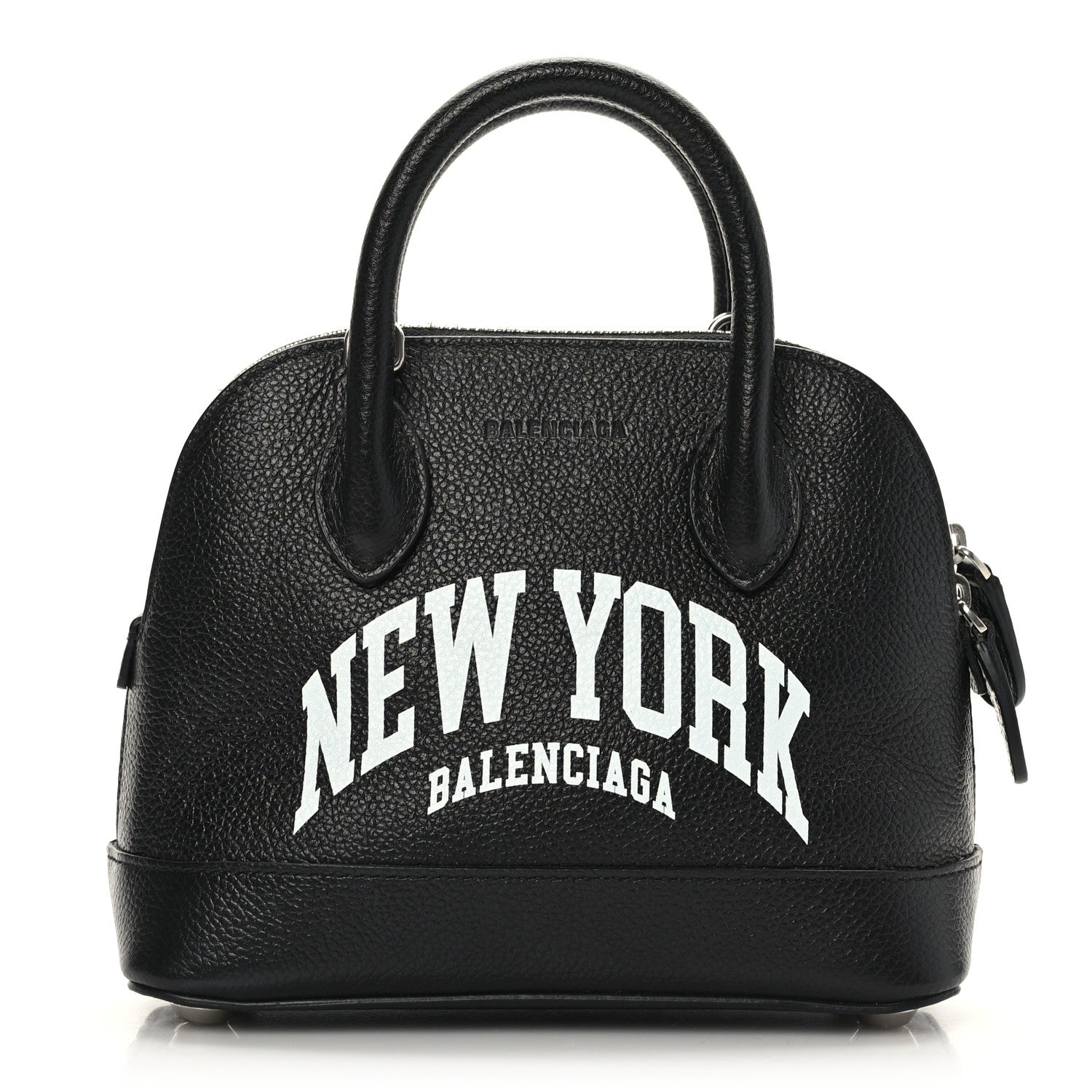 Balenciaga Grained Calfskin City Logo XXS Ville Top Handle Bag Black White 1 of 9