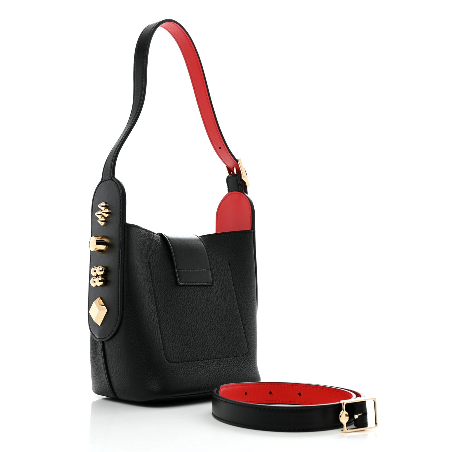 Grained Calfskin Mini Carasky Bucket Bag Black