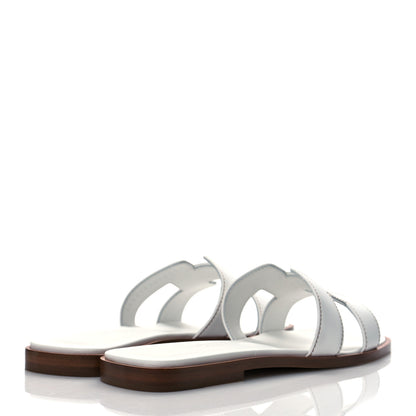 Hermes Box Calfskin Oran Sandals 36 White 4 of 8