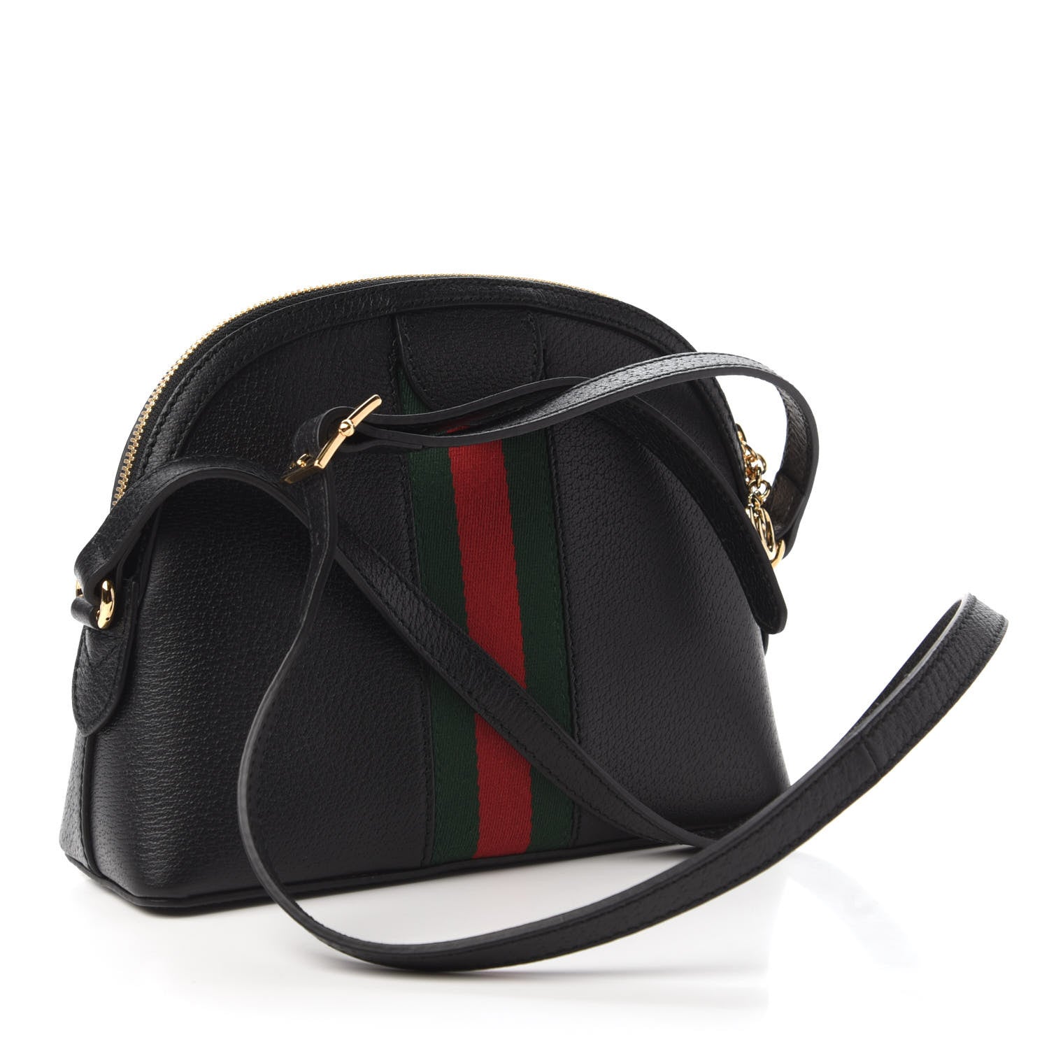 Gucci Calfskin GG Web Small Ophidia Dome Shoulder Bag Black 3 of 10