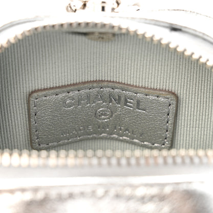 Chanel Metallic Lambskin Quilted CC Mini In Love Heart Bag Charm Silver 4 of 6