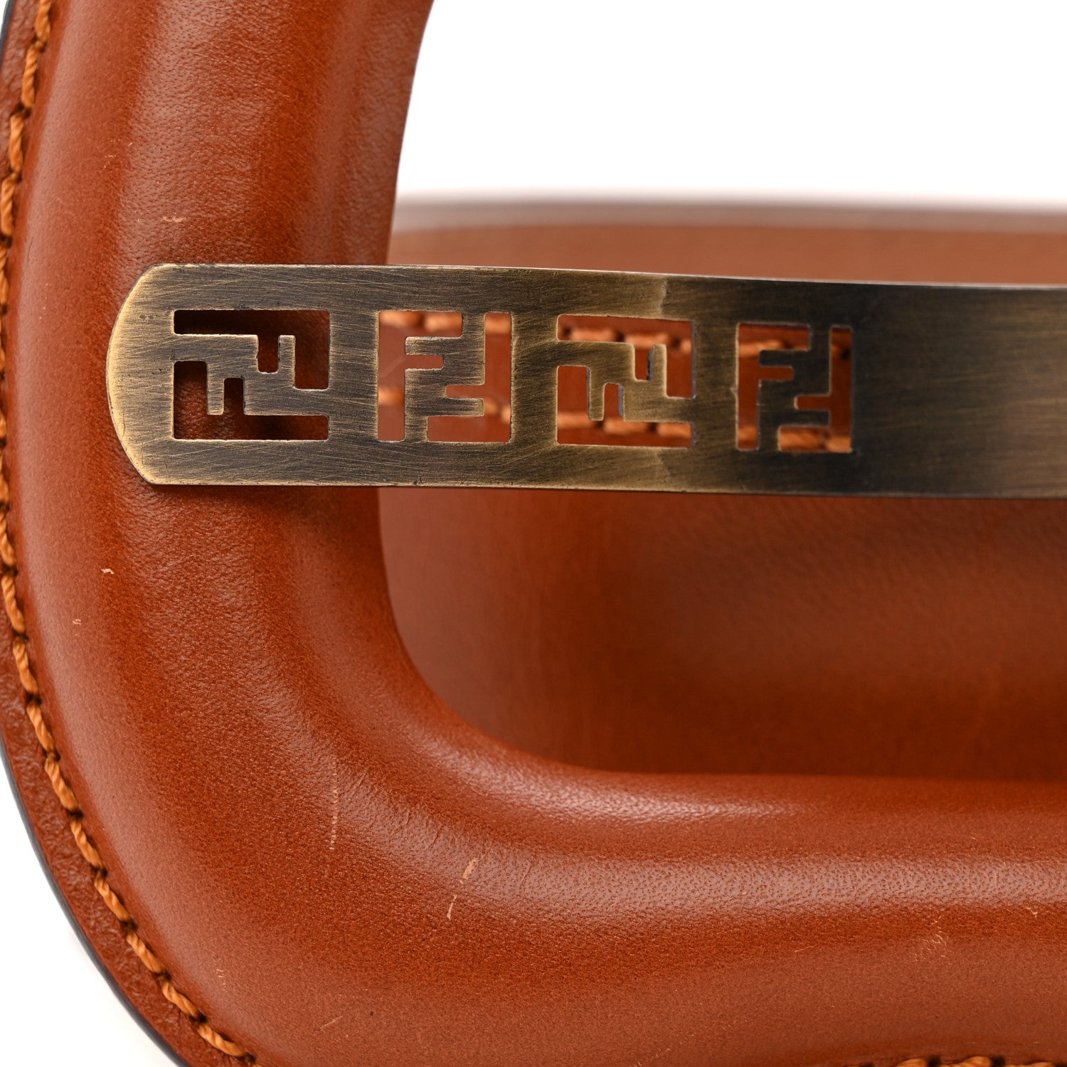 Fendi Calfskin B Wide Belt 70 28 Brown 6 of 6