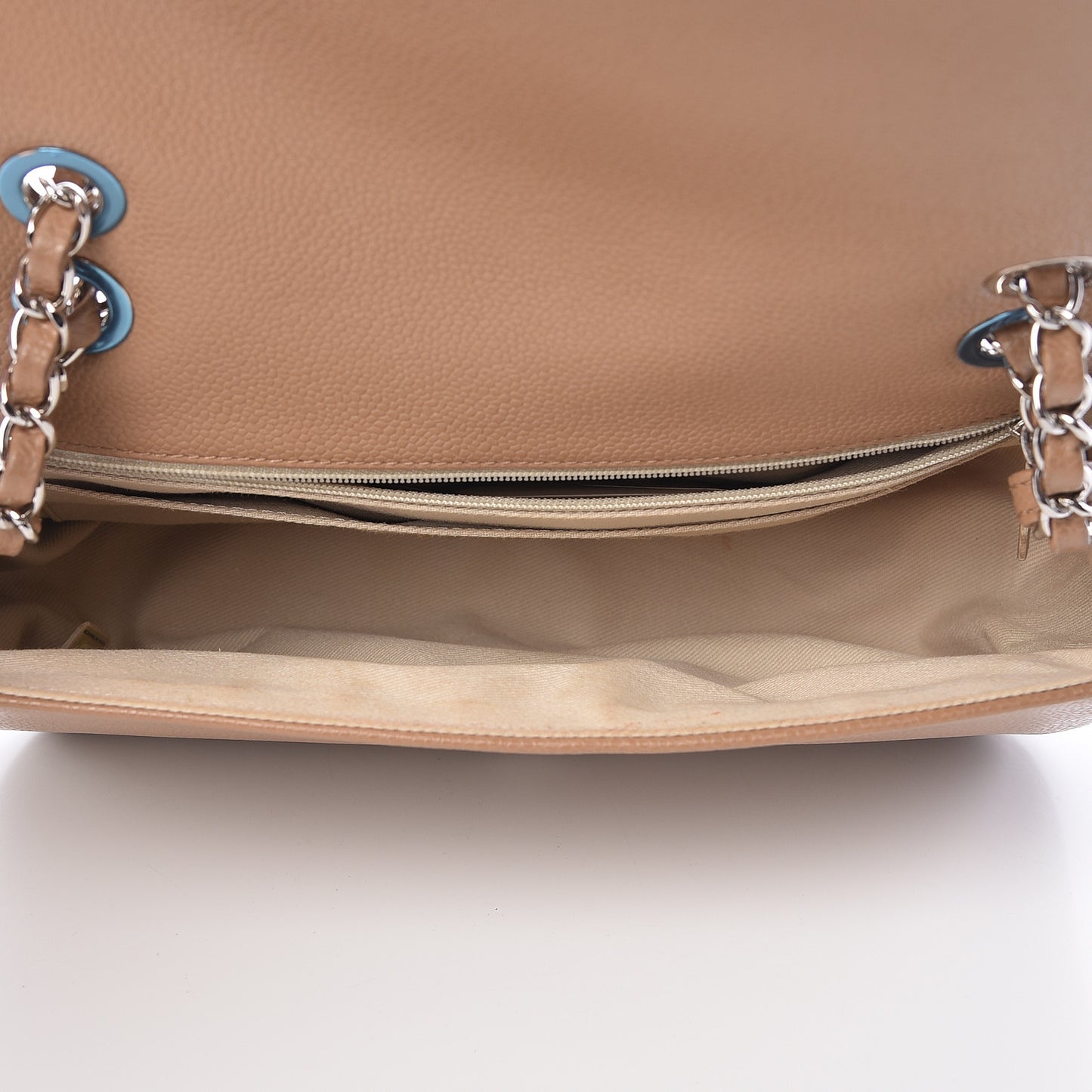 Caviar Medium Timeless CC Flap Beige